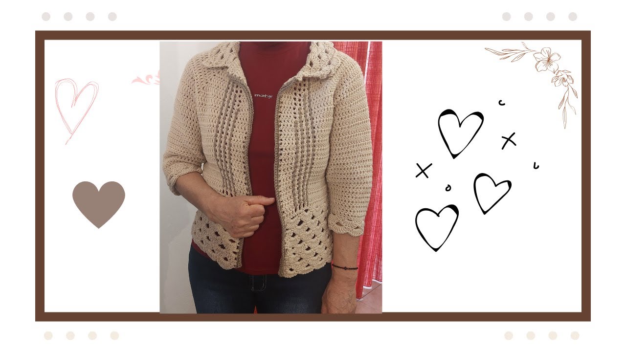 Κομψή ζακέτα με όμορφες λεπτομέρειες🌺🌸