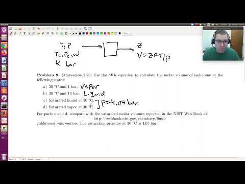 SRK Cubic Equation of State Example 2 (Chapter 2, Problem 9)