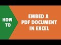 How to Embed a PDF Document in Excel (Step-by-Step) - YouTube