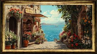 Seaside Flower Shop ~ rustic vintage oil painting ~ gold frame tv art screensaver screenshot 4