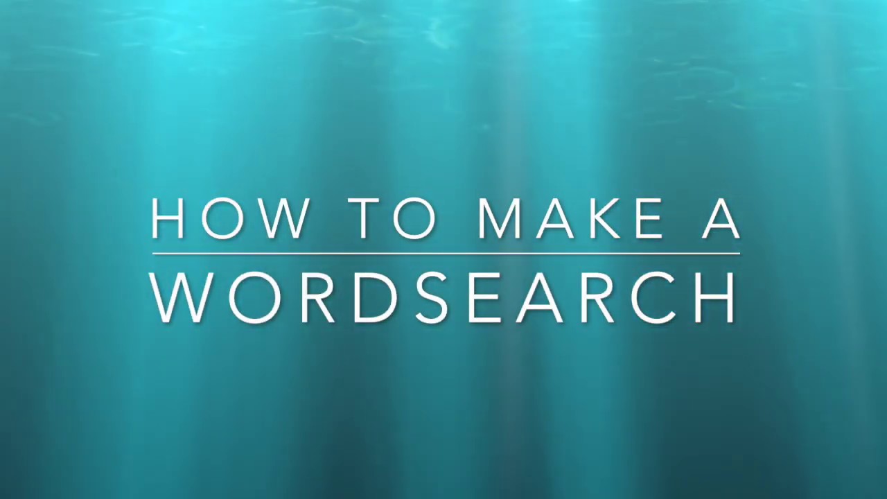 How To Make A Wordsearch YouTube