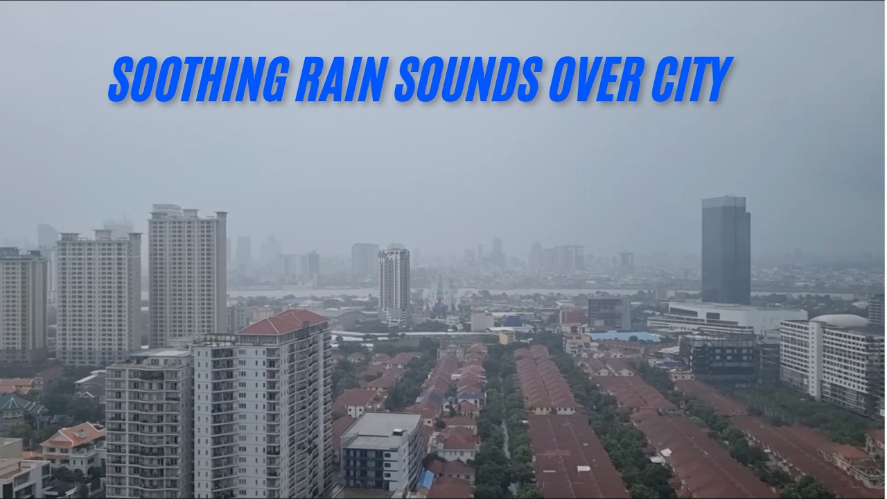 Soothing Rain Sounds Over City Building