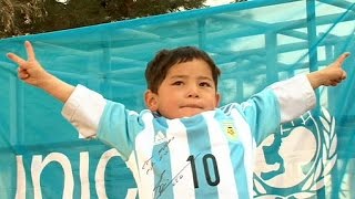 From plastic bag to the real thing: Messi delights Afghan boy with signed jersey