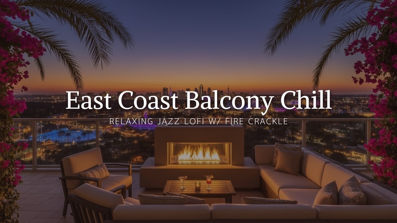 East Coast Balcony Chill — Relaxing Jazz LoFi Mix w/ Fire Crackle & City Night Ambience