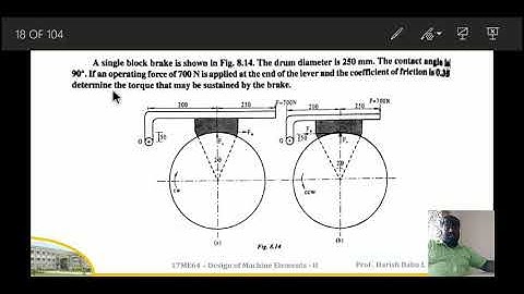 Lecture videos_ 17ME64_Module 4_ Problems on Block Brake_ Harish Babu L