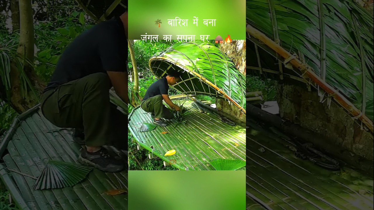 The Smallest Jungle Shelter Between Two Trees 🌲🔥 | Survival Build\\