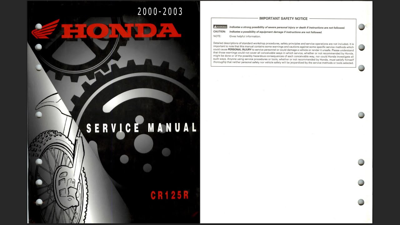Honda CR125R 2000-2003 Service Workshop Repair Manual Download PDF