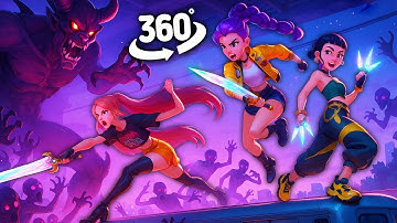 Huntrix fight on the Train! - Kpop Demon Hunters | 360° VR Animation