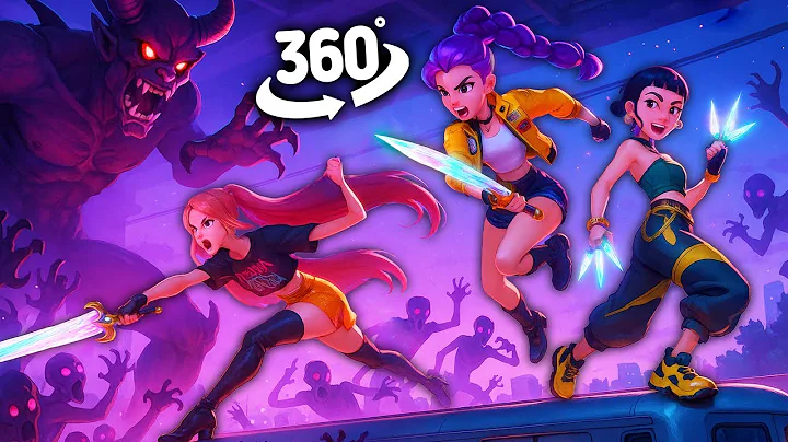 Huntrix fight on the Train! - Kpop Demon Hunters | 360° VR Animation