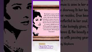 The Beauty of a Woman in Pink-Audrey Hepburn Quotes- 8 x 10" Inspirational Wall Art. Typography P...