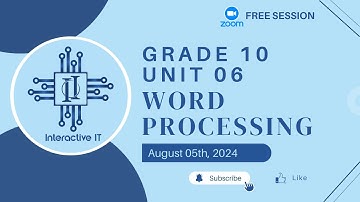 NATIONAL CURRICULUM  - Grade 10 Unit 6  (WORD PROCESSING)