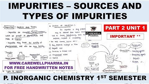 Impurities | Sources of Impurities | Types of Impurities | Part 2 Unit 1 | inorganic chemistry 1 Sem