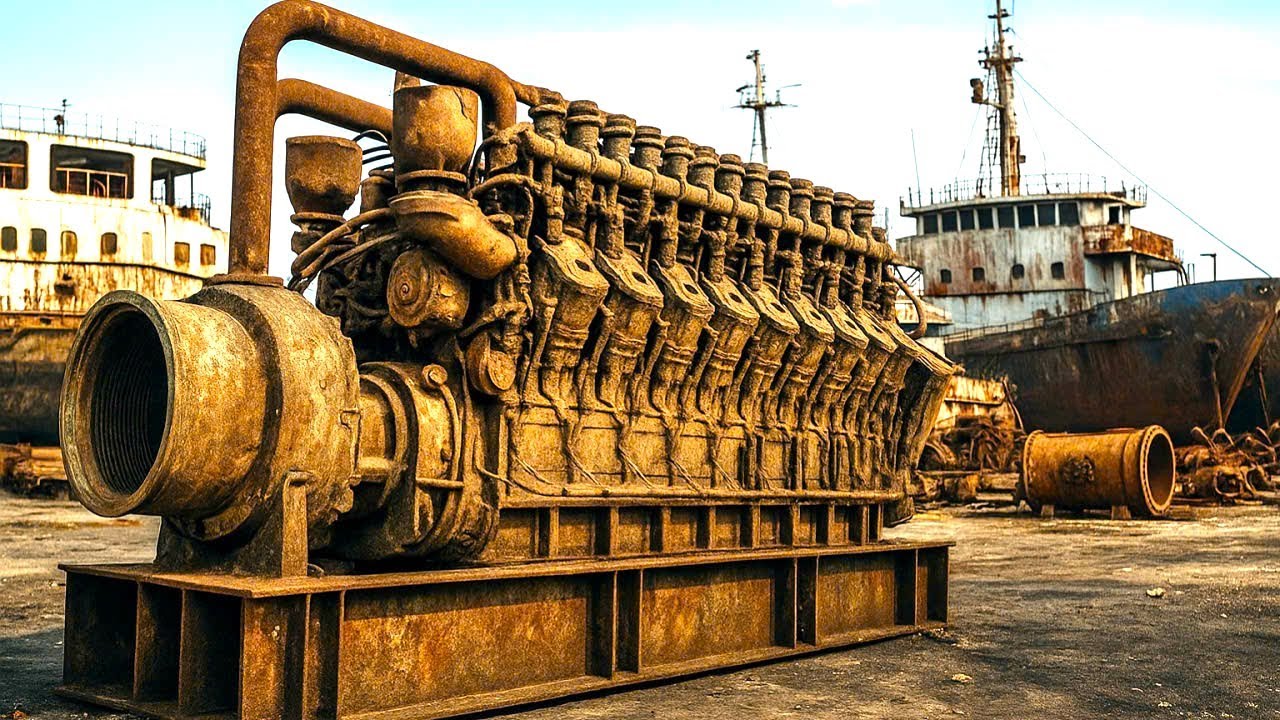 60-летний гигантский двигатель восстановлен как новый // Полностью восстановлен