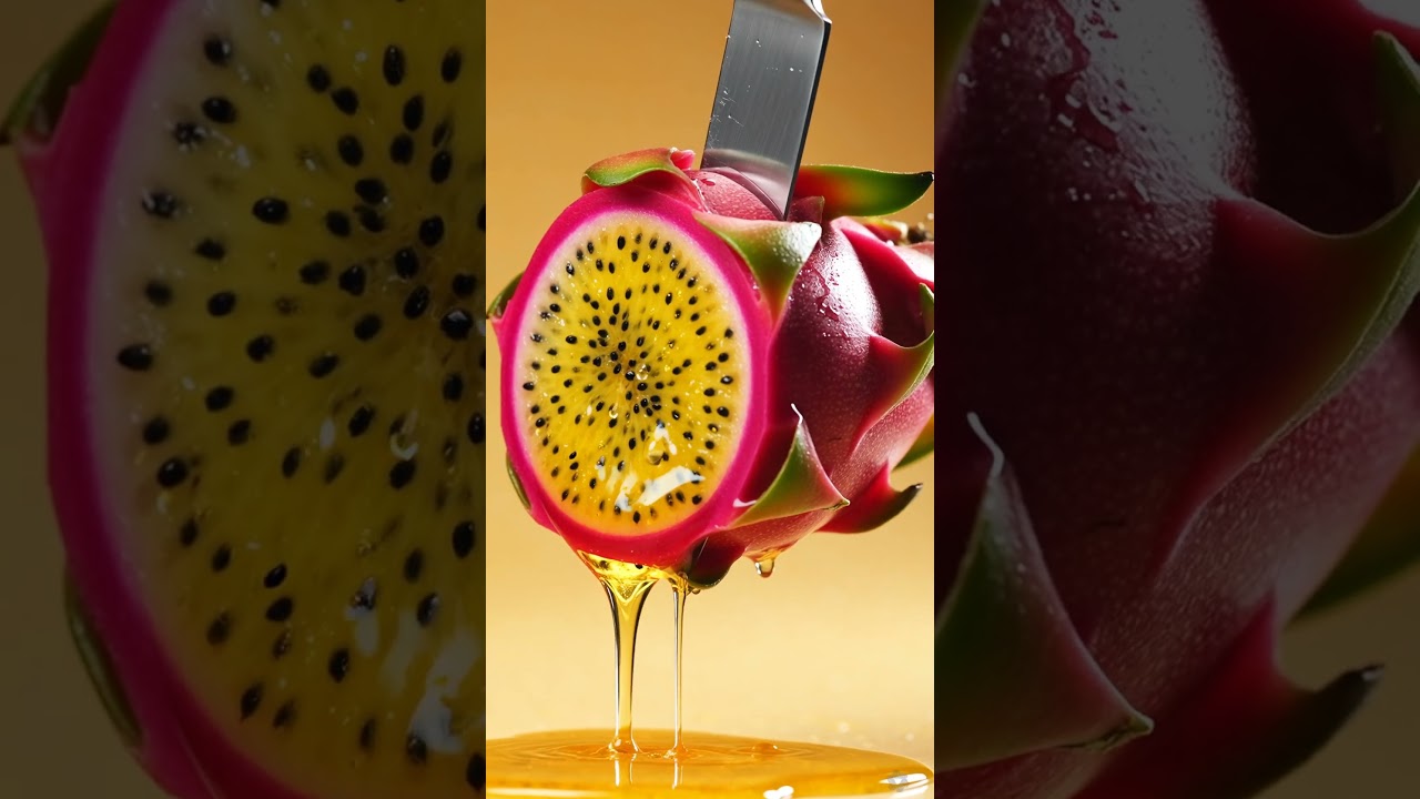 Satisfying ASMR: Slicing a Dragon Fruit with a Molten Gold Core