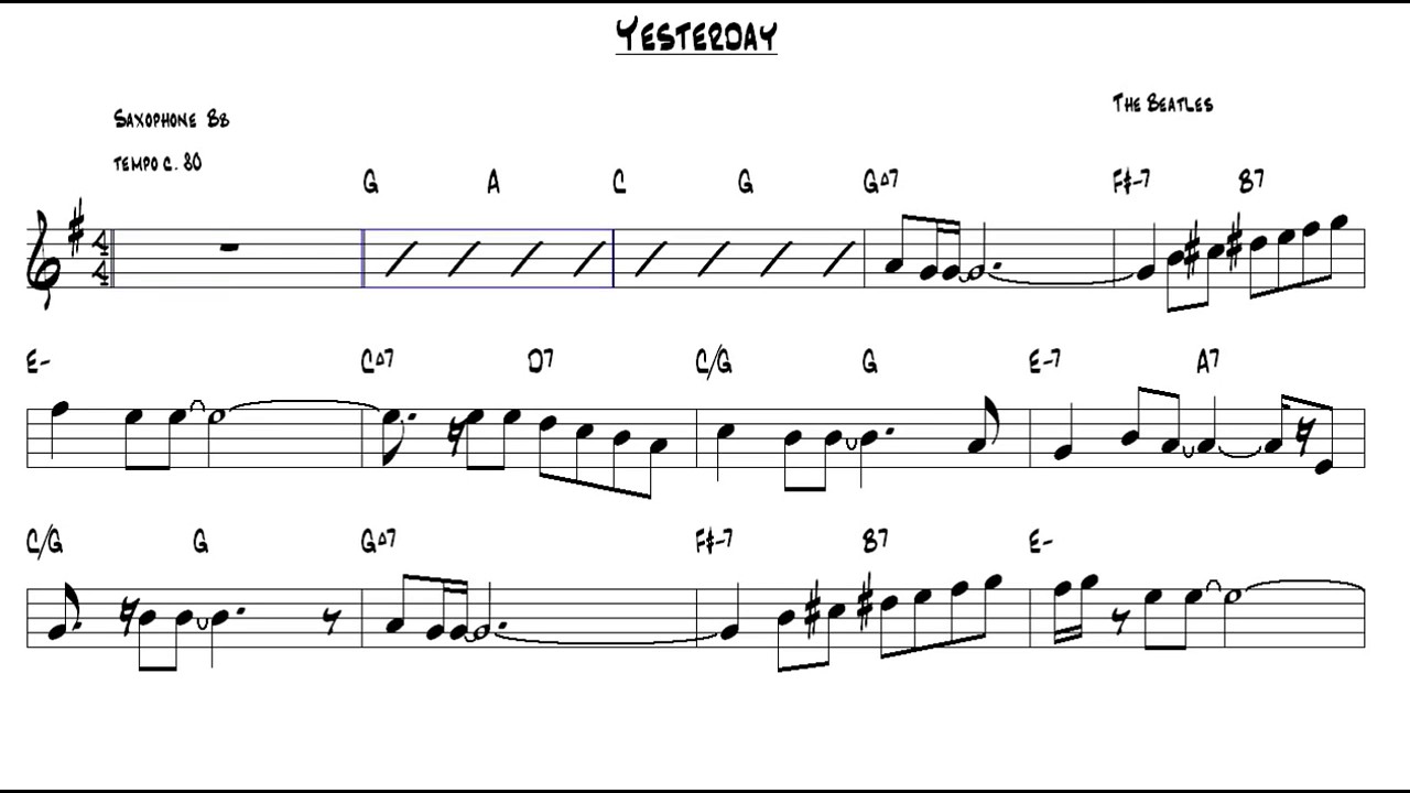 Yesterday Sax Tenor YouTube
