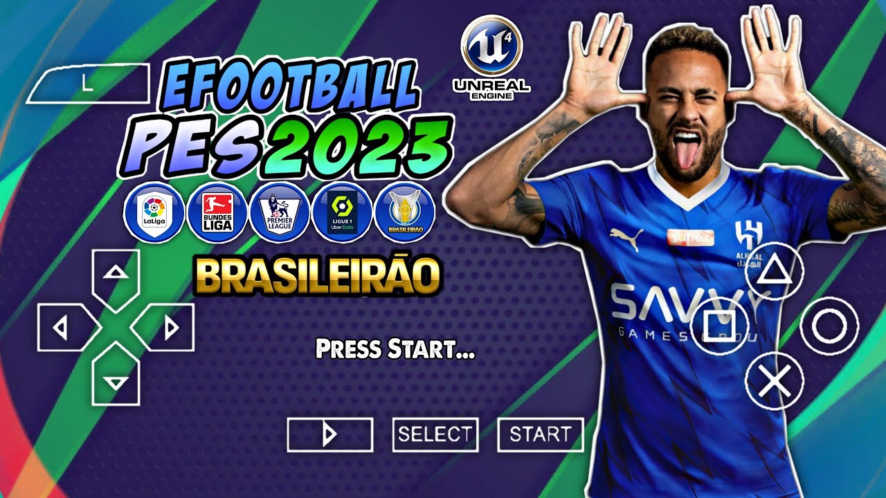 PES Efootball 2023 para ppsspp/PSP para Android Brasileirão+ Europeu . 