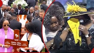 BISHOP KIUNA'S BURIAL: Rev Kathy Cries Uncontrollably During the funeral service of her Husband