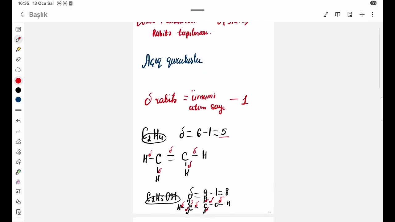 Üzvi maddələrdə siqma rabitə sayı tapılması