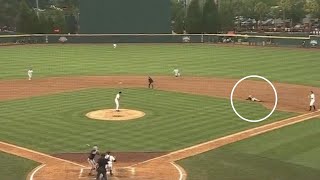 Runner Falls On Face To Distract Pitcher and Score Run