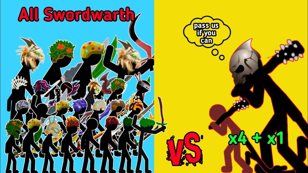 All swordwarth from weakest to strongest vs giant red x4 to The Giant Boss💀 |StickWarLegacy