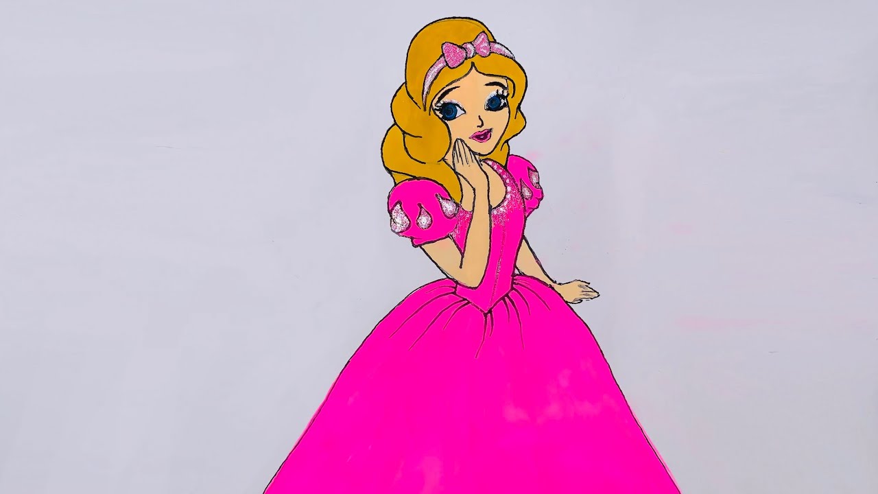 Premium Photo | Cute princess in beautiful dress outlies illustration barbie  princess line art coloring book