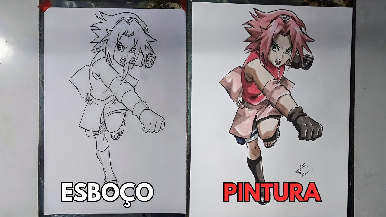 Como Desenhar A SAKURA HARUNO Passo A Passo (Corpo Inteiro) - Naruto Shippuden