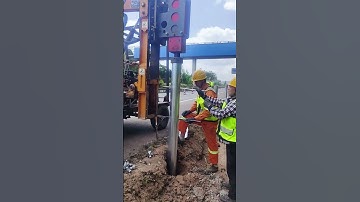 The process of fixing guardrail posts- Good tools and machinery make work easy