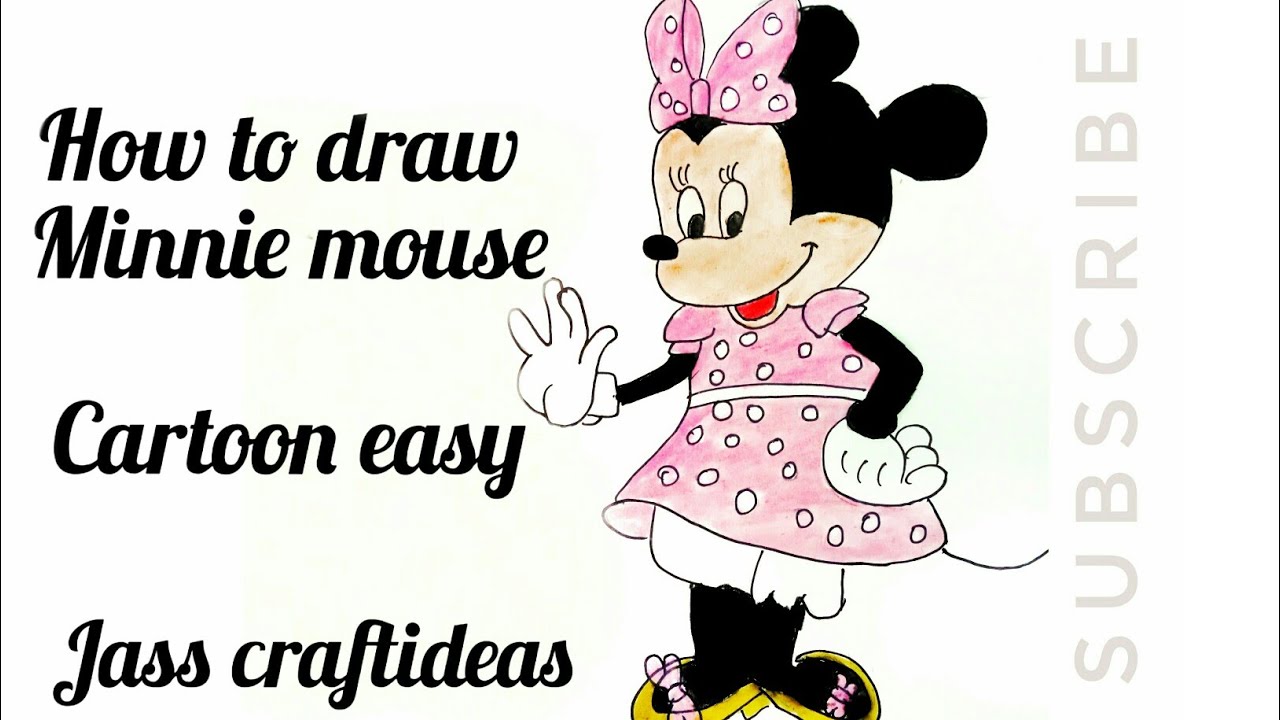 How to draw Minnie mouse - Easy drawing tutorial - cartoon drawing ...