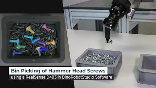 Bin Picking of Hammer Head Screws using a RealSense D405 in DinoRobotStudio Software