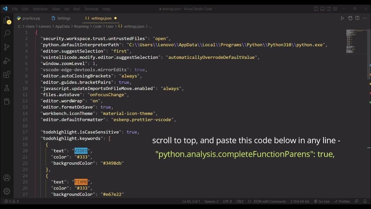 Automatically add brackets in VS code | python | VS code - YouTube