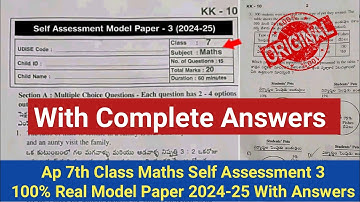 💯real Ap 7th class Fa3 maths question paper 2025|7th maths self assessment 3 model paper and answers