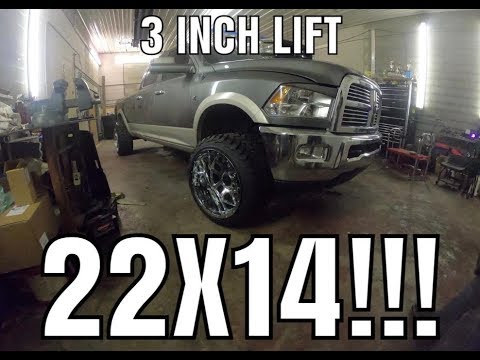 DODGE RAM 2500 3 inch lift + 22x14 - YouTube