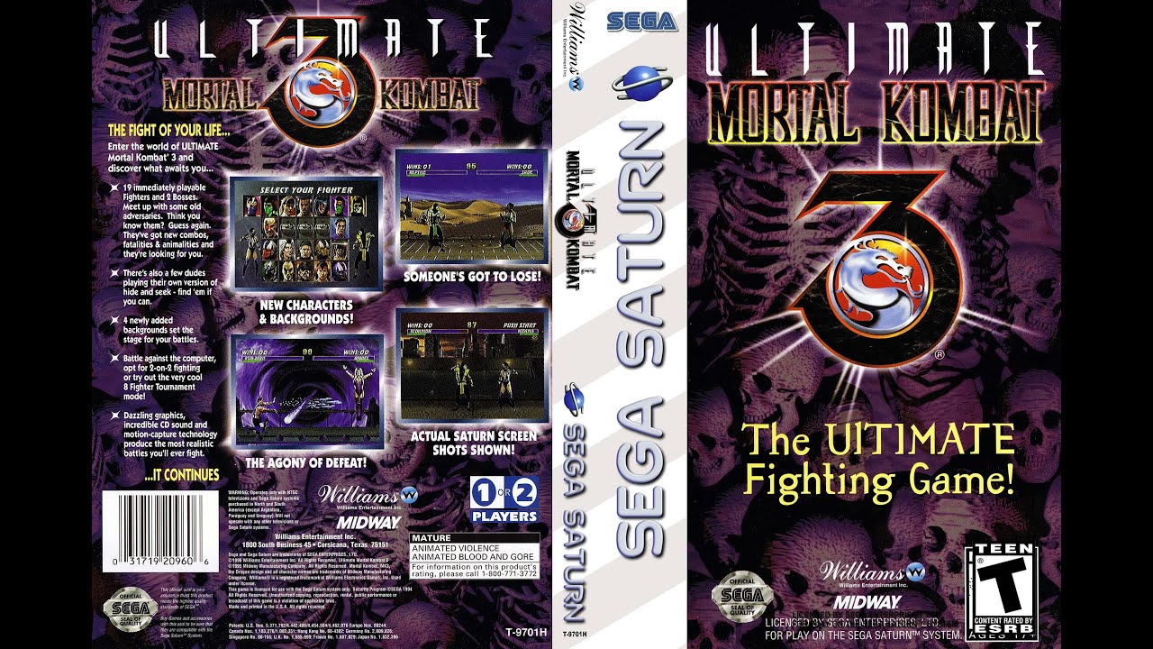Ultimate Mortal Kombat 3 (USA) Sega Saturn + Satiator +