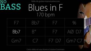 Video thumbnail of "F Blues 170 bpm - NO BASS (Jazz/Swing feel) : Backing Track"