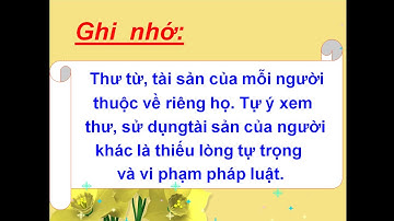 Tôn trọng thư từ, tài sản của người khác (Đạo đức 3) - Cô Vương Kim Dung