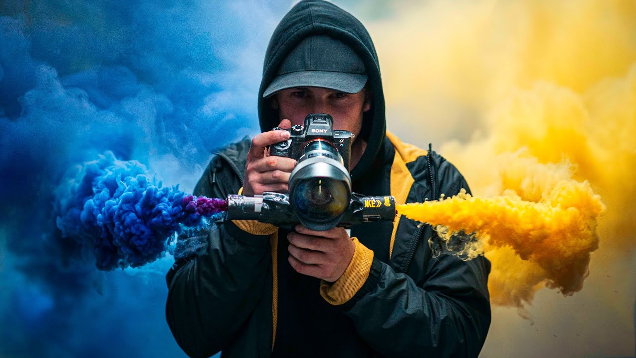 Photography w/ 6 COLOR Smoke Bombs EXPLODING all at Once!! 