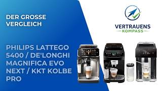 Kaffeevollautomaten Vergleich: Philips LatteGo 5400 / De'Longhi Magnifica Evo Next / KKT Kolbe Pro
