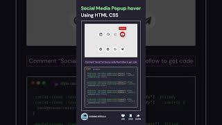 Social media pop-up Hover using html css ⚡