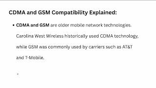 Information Will My Carolina West Wireless Phone Work on Verizon - CDMA and GSM Compatibility Explained Update
