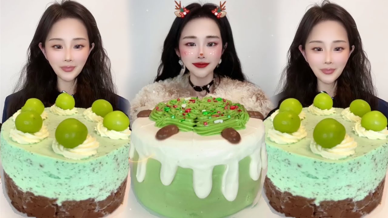 Asmr🍰Eating Matcha Cream Cake🍰 (Soft And Waxy Sound) 크림丨먹방丨Mukbang丨Satisfying丨Eatings