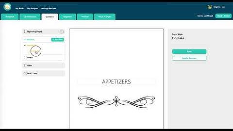 How to add sections and pages to your cookbook