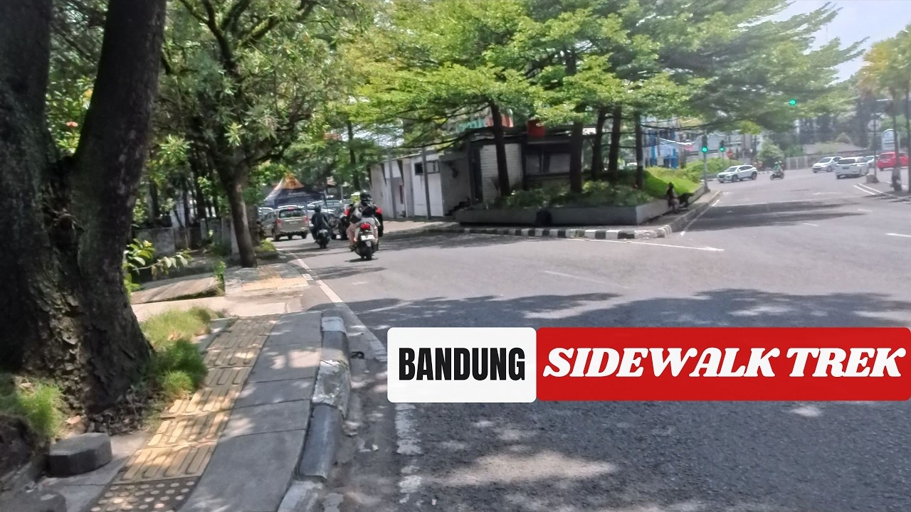 Bandung Indonesia, 4K Walking Tour: Sunny Sidewalk Trek