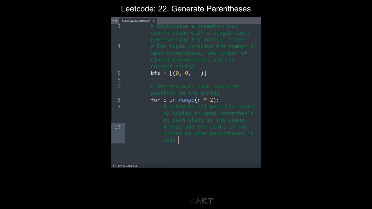 Leetcode 22. Generate Parentheses in Python | Python Leetcode | Python ...
