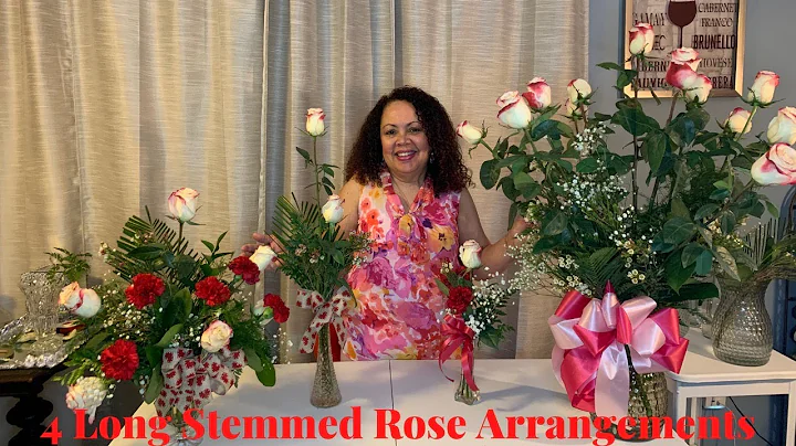 4 Long Stemmed Rose Floral Arrangements