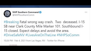 Deadly wrong-way crash closes I-15 near Moapa Valley