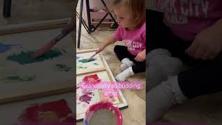 Her first painting session in Coco’s studio! #artisjoy