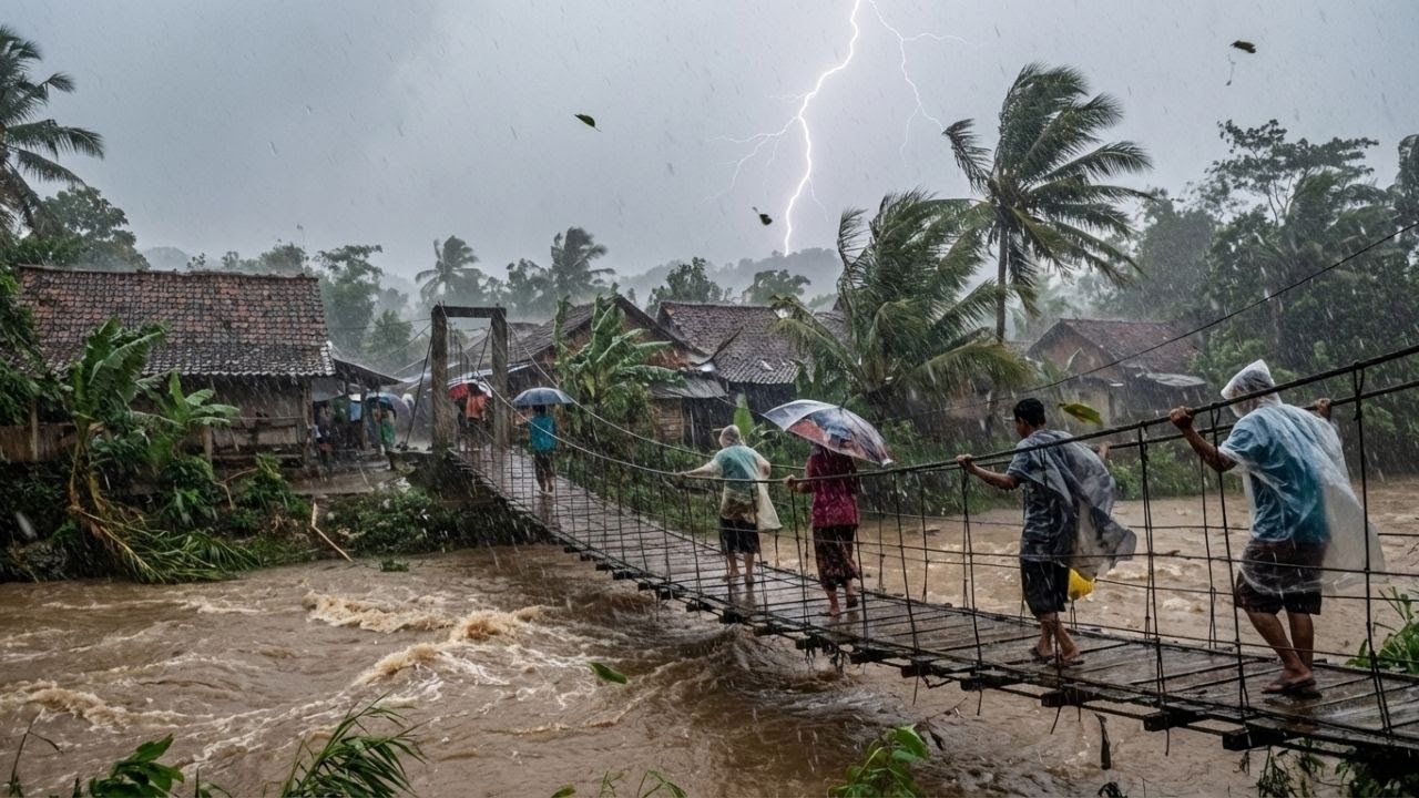 🔴LIVE Walking in a Heavy Village Rainstorm (ASMR) - You Will Fall Asleep in 5 Minutes