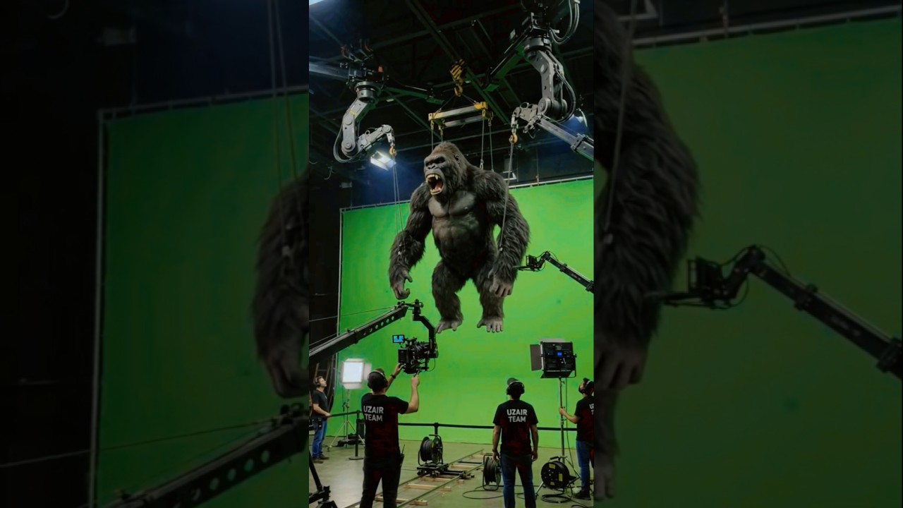 🦍 Giant Gorilla Lifted by a Crane! 😱 | Crazy Movie Shoot #usa #usashorts #usatrending #viral #video