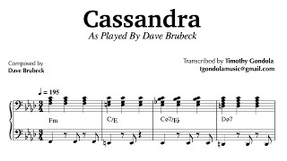 Dave Brubeck Plays Cassandra| Piano Transcription