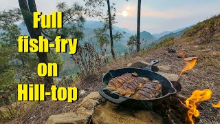 Full Fish fry on a beautiful Hilltop, Outdoor cooking, ASMR video.....